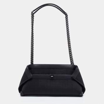 Pre Owned Akris Black Horsehair And Leather Shoulder Bag