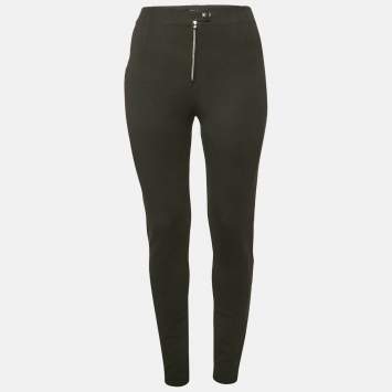 Pre Owned Alaia Black Stretch Gabardine High Waist Leggings XS