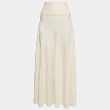 Alaia Off-White Superfine Wool Knit Maxi Skirt M