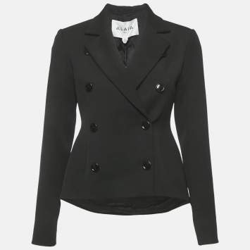 Pre Owned Alaia Black Stretch Gabardine Double Breasted Jacket M