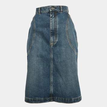 Pre Owned Alaia Blue Stone Denim Pencil Skirt M