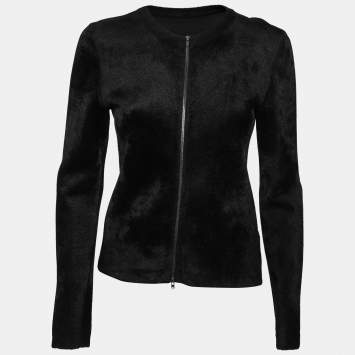 Pre Owned Alaia Black Wool Zip Front Long Sleeve Jacket M