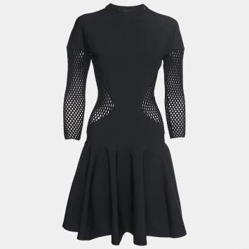 Pre Owned Alaia Black Jersey Waist Detail Midi Dress M