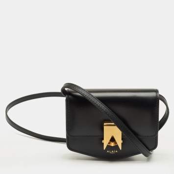 Pre Owned Alaia Black Leather Mini Le Papa Shoulder Bag