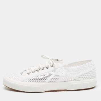 Pre Owned Alaia White Fishnet and Canvas Superga Sneakers Size 42