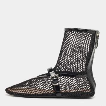 Alaia Black Patent Leather and Fishnet High Ballet Flats Size 39