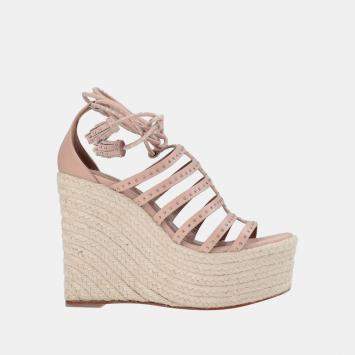 Pre Owned Alaia Dusty Pink Leather Wedge Sandals 36