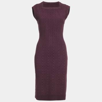 Pre Owned Alaia Burgundy Jacquard Knit Sleeveless L