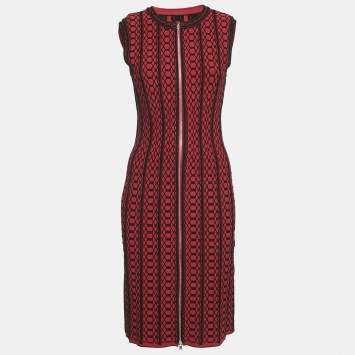 مملوكة مسبقًا Alaia Red Stripe Textured Knit Sleeveless Short Dress M