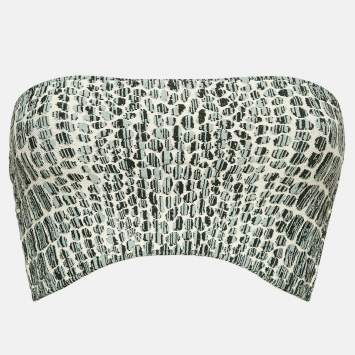 Alaia Grey Croc-Pattern Stretch Knit Bandeau Top S