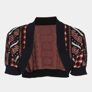 Alaia Multicolor Stretch Knit Cropped Shrug M