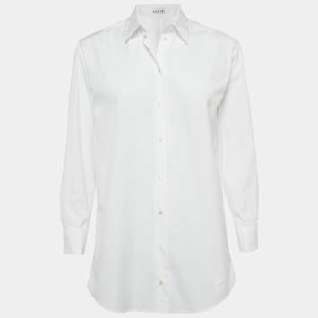 Pre Owned Alaia White Poplin Double Cuff Long Sleeve Shirt S