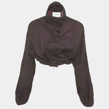 Pre Owned Alaia Burgundy  Polyester Button Front Crop Jacket S