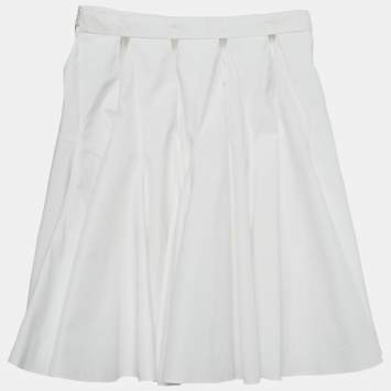 Pre Owned Alaia White Cotton Cut-Out Flared Mini Skirt S