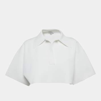 Pre Owned توب علايا كريب مطاط أبيض مقصوص مقاس صغير (سمول)