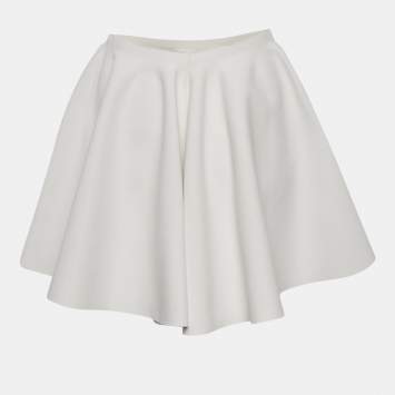 مملوكة مسبقًا Alaia White Stretch Crepe Skater Mini Skirt S