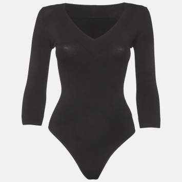 Pre Owned Alaia Black Jersey V-Neck Bodycon S