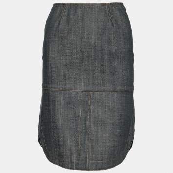 Pre Owned Alaia Blue Denim Asymmetric Skirt XS