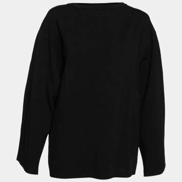 Pre Owned Alaia Black Wool Crew Neck Long Sleeve Oversized Top M