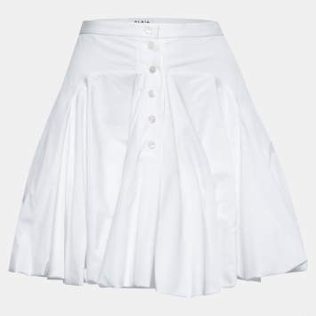 Pre Owned Alaia White Cotton Balloon Mini Skirt M