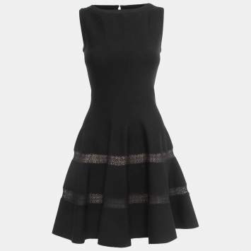 Pre Owned Alaia Black Wool Knit Sleeveless Short Dress M