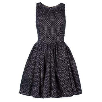 Pre Owned Azzedine Alaia Monochrome Flare Dress M