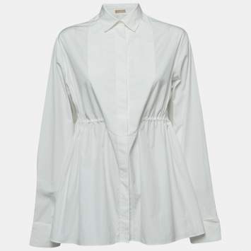 Pre Owned Alaia White Cotton Drawstring Detail Shirt L