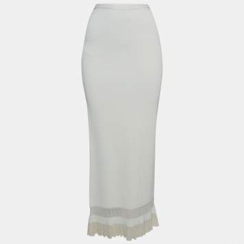 مملوكة مسبقًا Alaia Off White Knit Fitted Maxi Skirt M