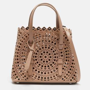 Pre Owned Alaia Beige Vienne Wave Leather Mina 20 Tote