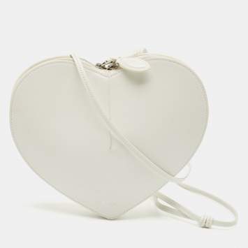 Pre Owned Alaia White Leather Le Coeur Crossbody Bag
