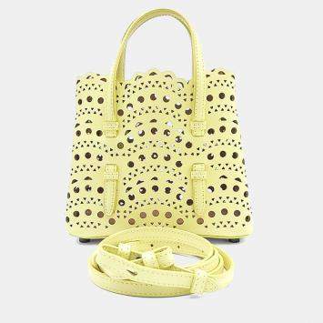 Pre Owned حقيبة مينا علايا جلد أصفر قصات ليزر