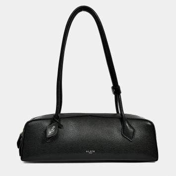 Pre Owned حقيبة كتف متوسطة لو تيكل جلد أسود شرقية غربية علية