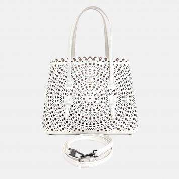 Pre Owned حقيبة علايا Mina جلد قصة ليزر بيضاء