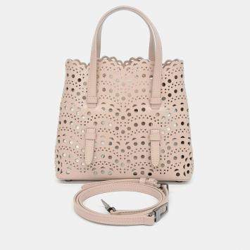Pre Owned Alaia Beige Leather Laser Cut Mina Bag 20