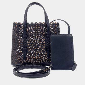 Pre Owned Alaia Black Leather Laser Cut Mina Bag 20