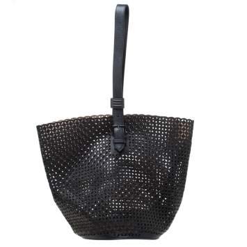 Pre Owned  Alaia Black Leather Rose Marie Bucket Bag