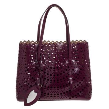 Pre Owned Alaia Plum Leather Mina 32 Tote