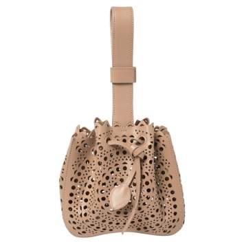 Pre Owned Alaia Vienne Old Rose Leather Laser Cut Bucket Bag