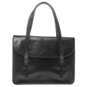Pre Owned Alaia Black Lizard Flap Tote