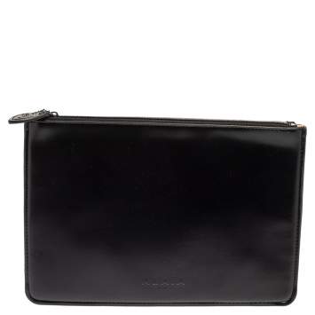 Pre Owned Alaia Black Leather Zip Slim Pouch 