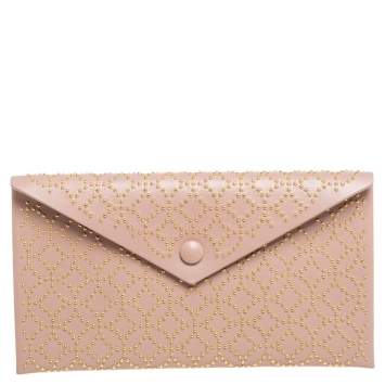 Pre Owned Alaia Pink Studded Leather Studded Envelope Clutch