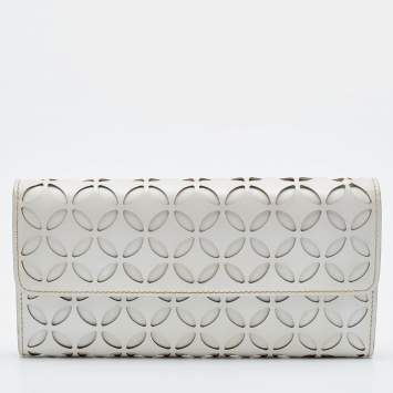 Pre Owned Alaia Beige Leather Flap Continental Wallet