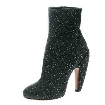 Pre Owned Alaia Grey Suede Studs Embellished Ankle Boots Size 37