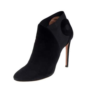 Pre Owned Alaia Black Suede Slip On  Ankle Boots Size 40