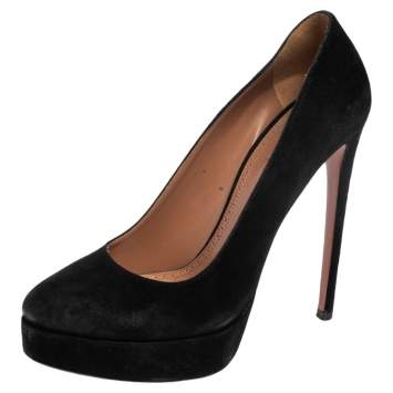 Pre Owned Alaia Black Suede Platform Pumps Size 38.5
