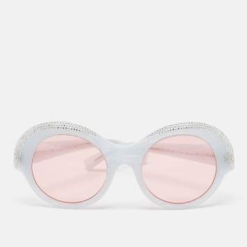 Pre Owned Alain Mikli x Alexandre Vauthier Light Blur/Pink Roselyn Crystals Round Sunglasses