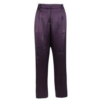 Pre Owned Alberta Ferretti Purple Silk Satin Wide Leg Trousers M 