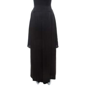 Pre Owned Alberta Ferretti Black Silk Waist Tie Detail Maxi Skirt M