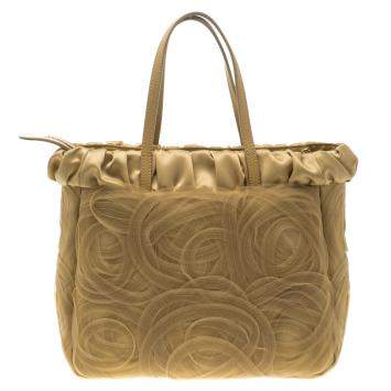 Pre Owned Alberta Ferretti Beige Net and Satin Tote