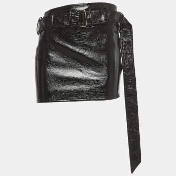 Pre Owned تنورة ألكسندر أخالكاتيشفيلي ميني جلد صناعي أسود مقاس صغير جدًا (إكس سمول)